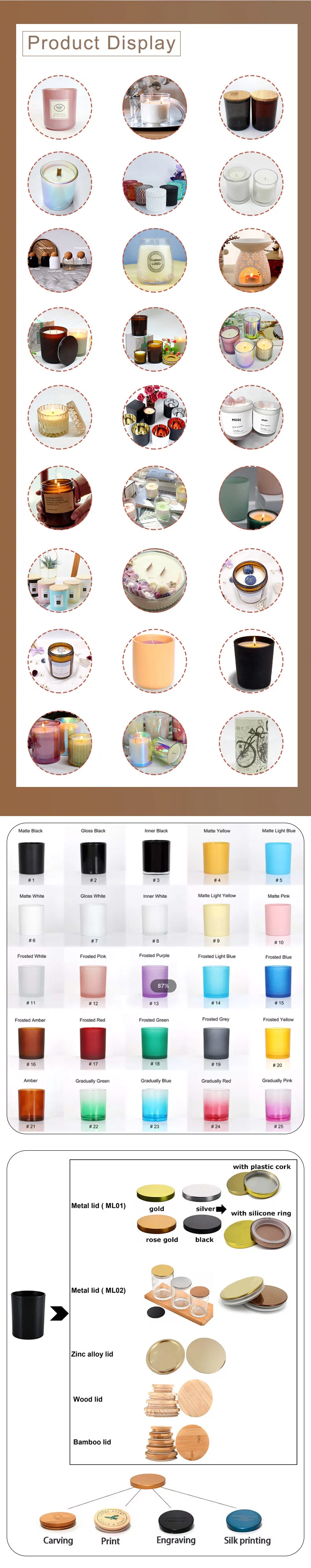 Decal Silk Screen Printed Candle Jar with Box 8oz Colorful Empty Vessel for Home Decorate Cylinder Candle Container