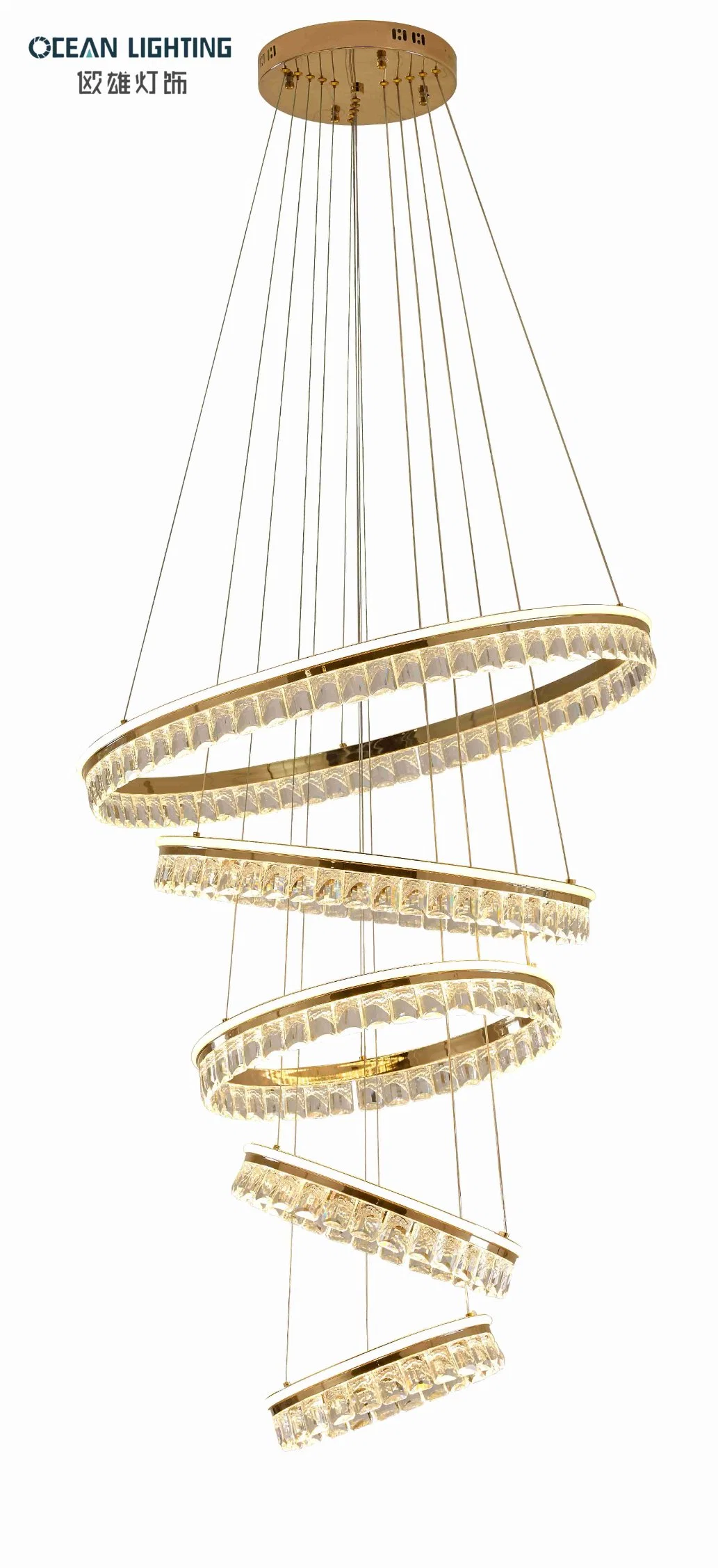 Big Nordic Modern High Ceiling Hotel Pendant Light Lobby Hanging Large Stair crystal LED Luxury Chandelier