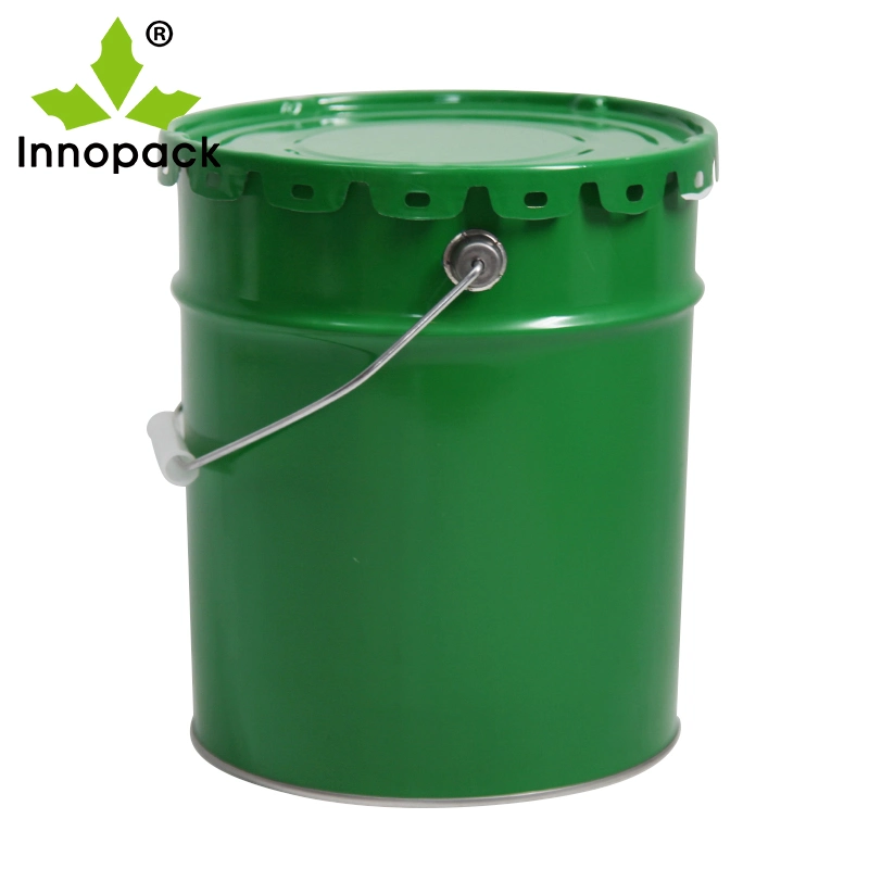 Custom Empty Metal Tin Paint Pail Bucket Steel Iron White Coating Drum Barrel with Handle and Flower Lid