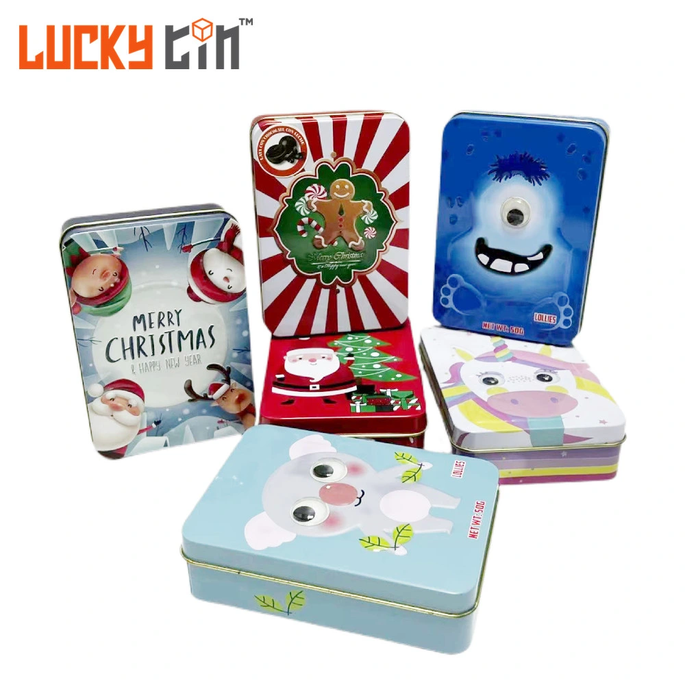 Luckytin Factory Custom Tinplate Non-Plastic Gummy Candy Packaging Jar Unique Metal Can Small Chocolate Candy Tin Box