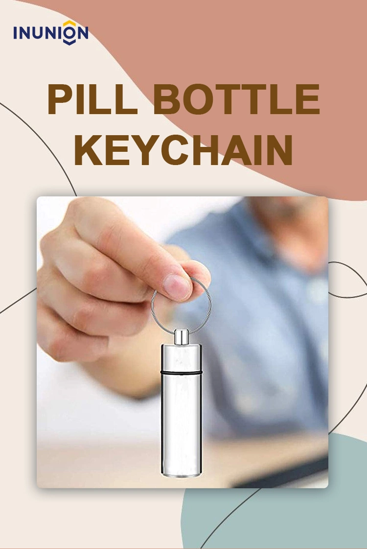 Small Waterproof Aluminum Pill Box Case Daily Metal Pill Case Keychain