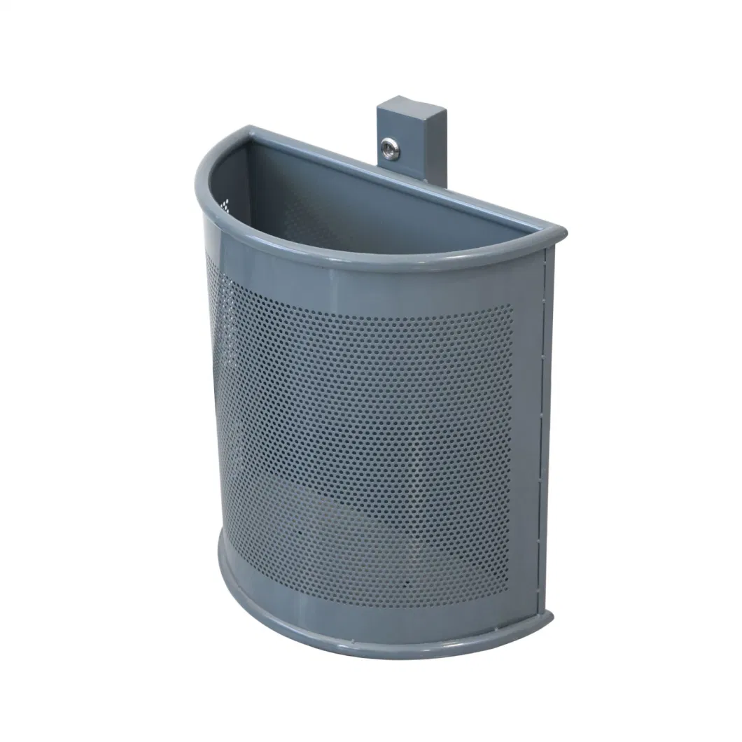 Semi-Cylindrical Wall Hanging Carbon Steel Trash Can Public Garbage Bin Customized Dustbin