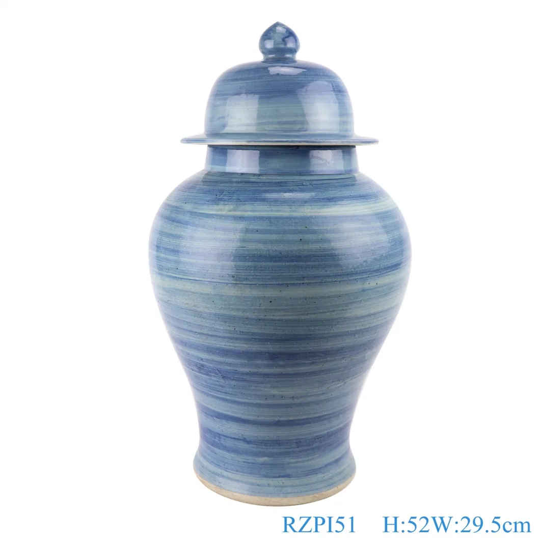 Jingdezhen Handmade Porcelain Blue Striped Design Decorative Vase Storage Jars