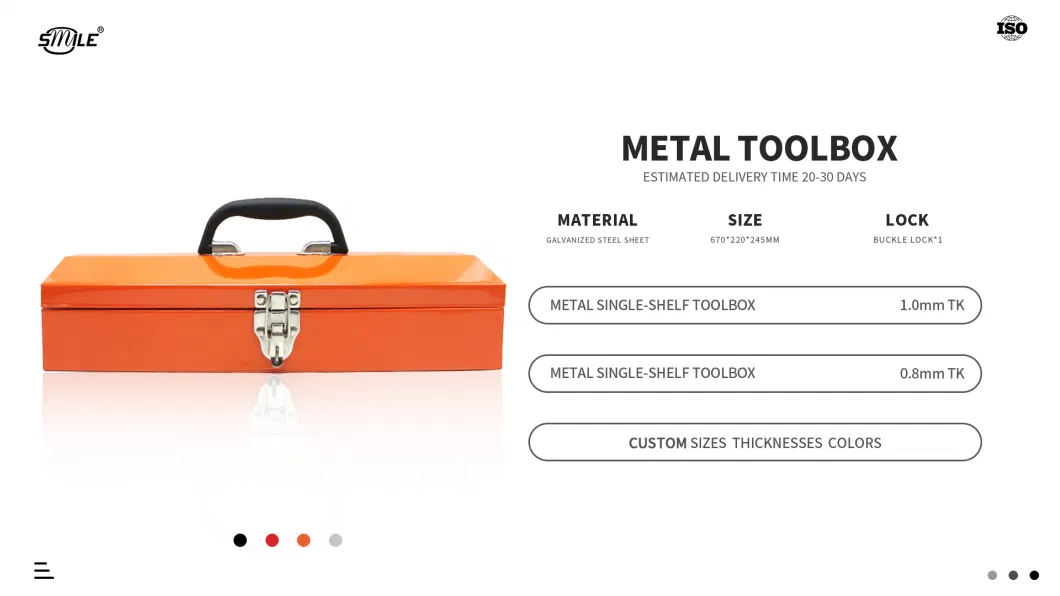 Smile ISO Certified Small Metal Portable Metal Tool Box Multifunctional Steel Toolbox