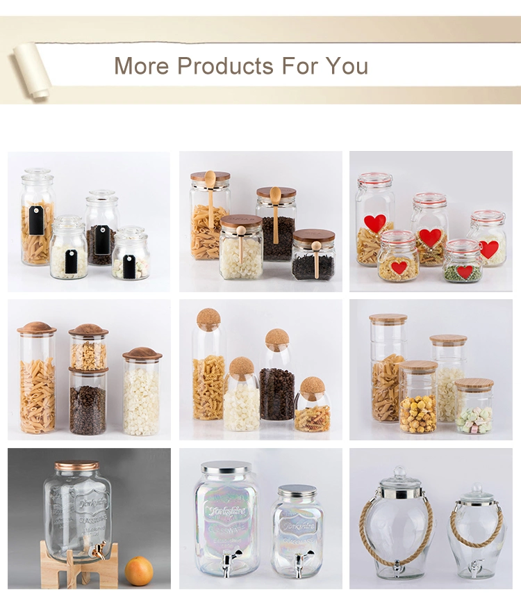 2L 3L 5L Square Big Capacity Glass Storage Jar/Glass Canister/Glass Food Jar/Glass Cookie Jar with Metal Clip Lid