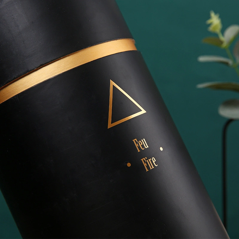 Luxury Gold &amp; Black Cardboard Packaging Box Tube Packing Cylindrical Box Can with Custom Logo