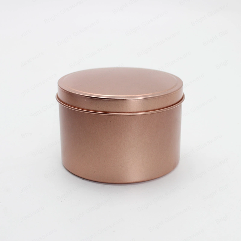 Wholesale Round Shape Rose Gold Aluminum Metal Candle Tin Container