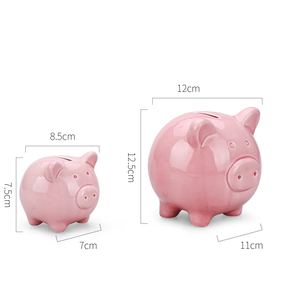 Handmade Piggy Bank Pink Cute Money Bank Ceramic Pig Shape Custom Logo Coin Counting Box Saving Custom Design Home Decorative