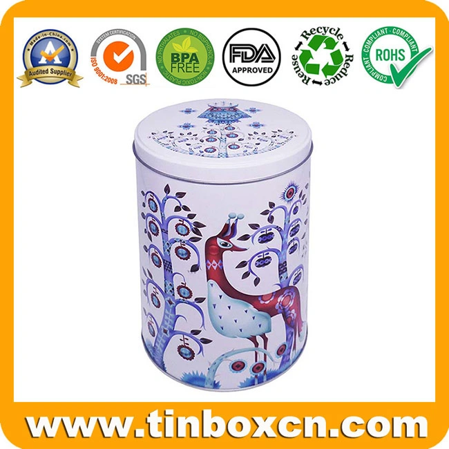 Decorative Popular Custom Large Round Can Christmas Metal Tin Box for Festival Gift Packaging