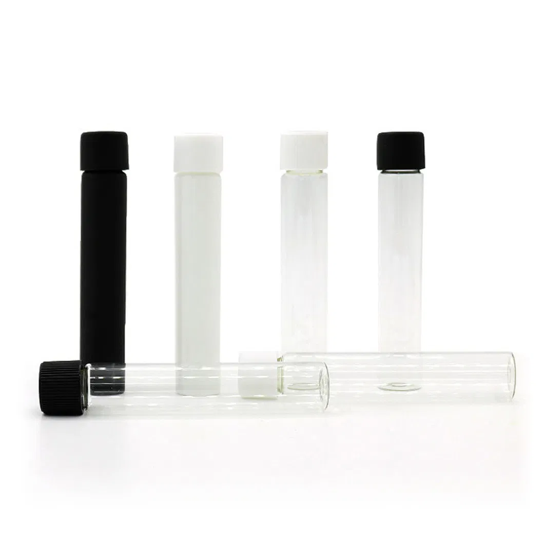 Custom 116mm 125mm King Size Pre Packaging Rolled Tube with Logo CRC Glass Tube Child Proof Glass Vials with Cr Lids