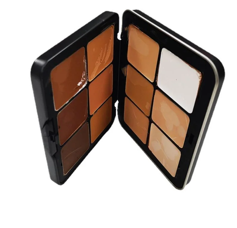 Portable Creative 12 Color Eyeshadow Metal Box Tinplate Box Rectangular Shape Plastic Window Eyeshadow Palette with Mirror