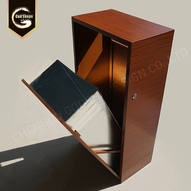 Customized Wooden Large Slim Metal Trash Can with Lid