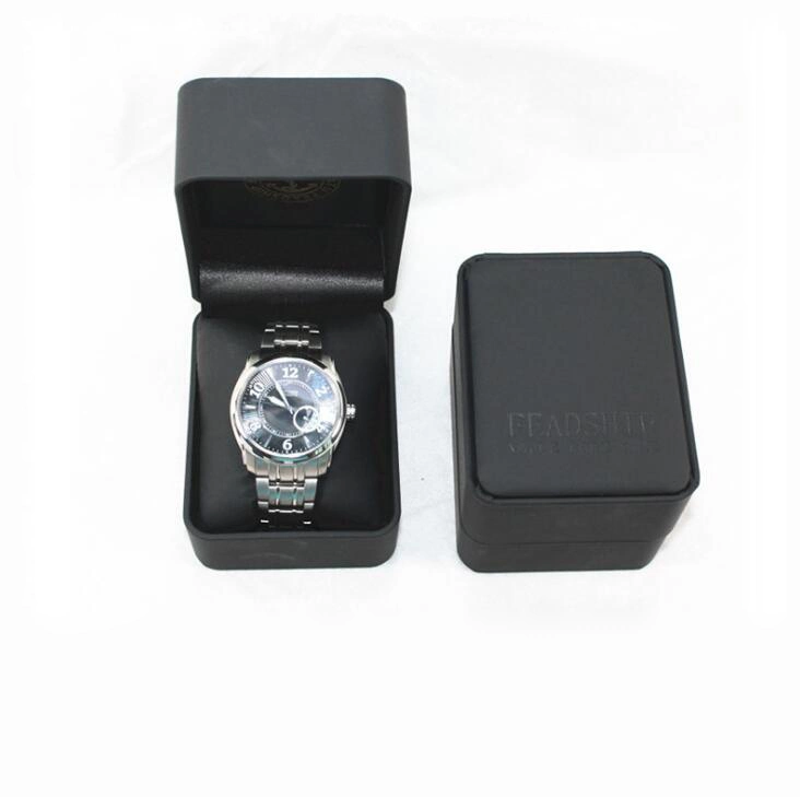 High Grade Rectangle PU Leather Watch Gift Box, Jewelry Box Custom Metal Foil Logo, Small Quantity Is Acceptable