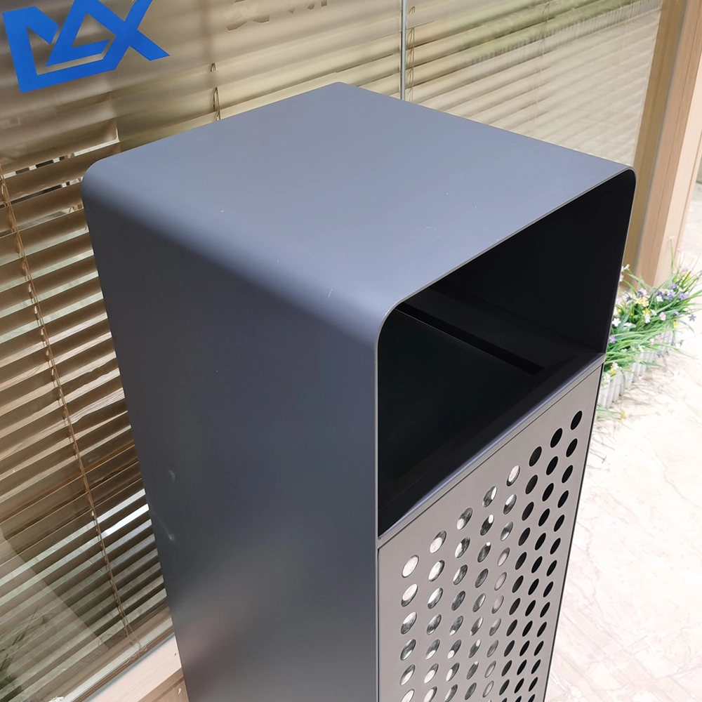 Customized Environmentally Friendly Street Outdoor Metal Two Sides Open Square Trash Can
