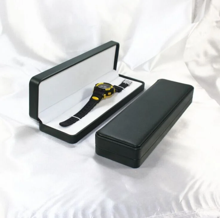 High Grade Rectangle PU Leather Watch Gift Box, Jewelry Box Custom Metal Foil Logo, Small Quantity Is Acceptable