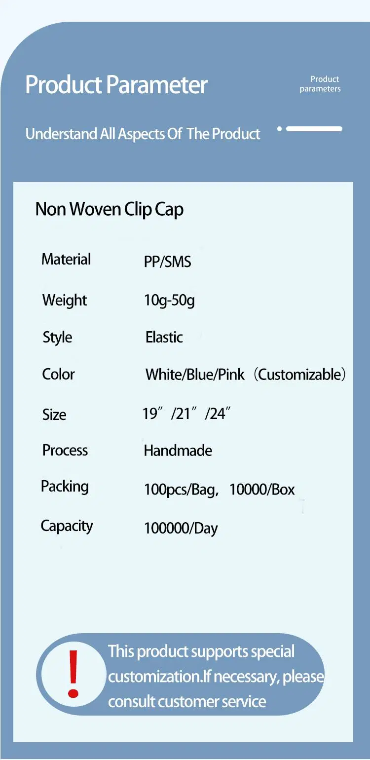 Disposable Hair Protection Single/Double Elastic Clip Cap