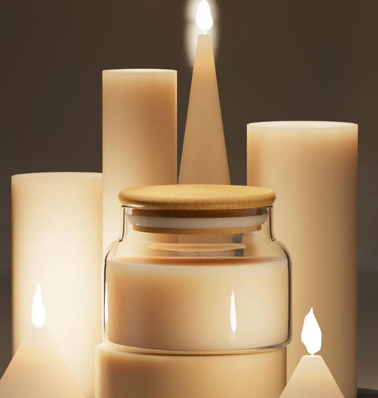 Wholesale Small Transparent Clear Borosilicate Empty Round Glass Candle Vessels Container Jar with Bamboo Wooden Lid
