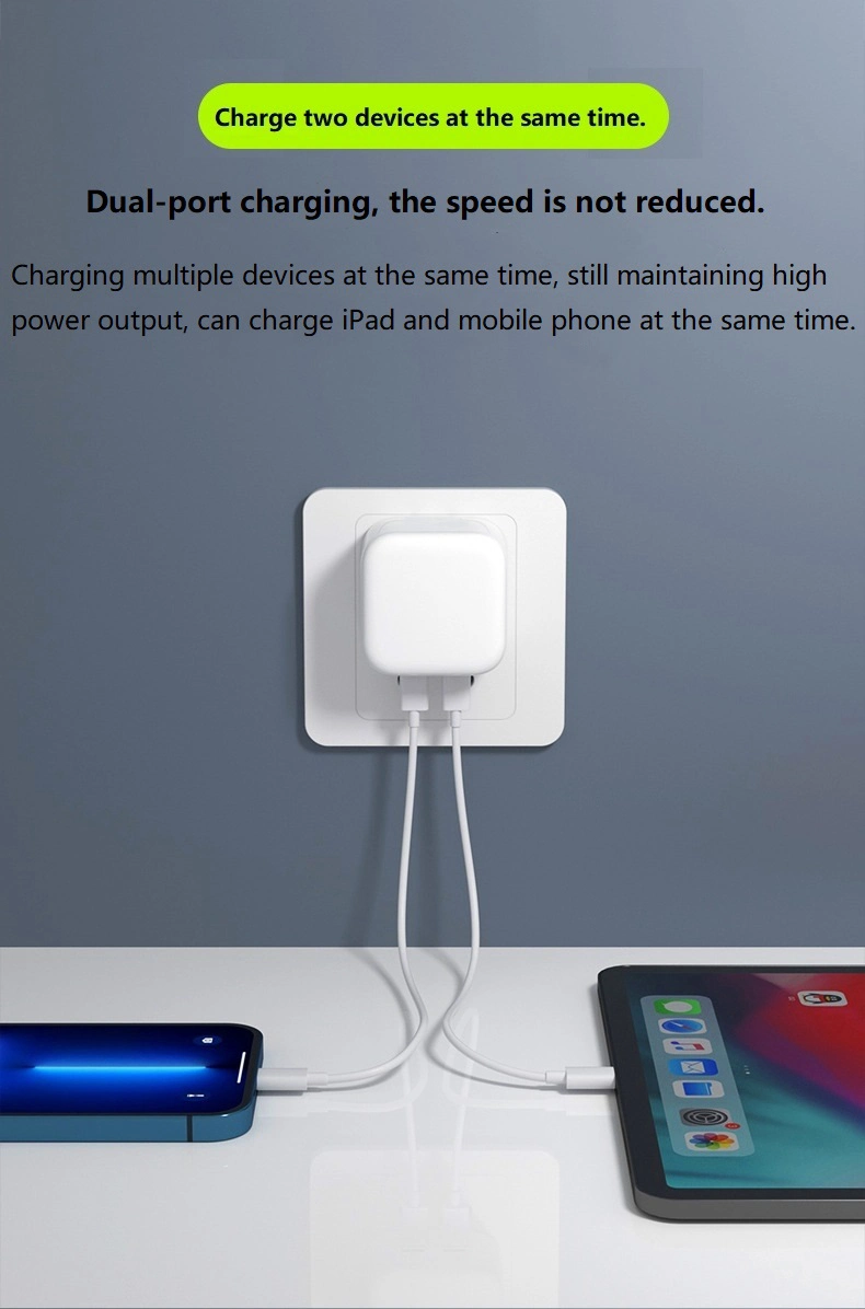 Factory Direct Wholesale New EU Au Kr Us UK 2 USB Type C Fast Pd Wall 35W Dual USB-C Charger for iPhone 14 Apple