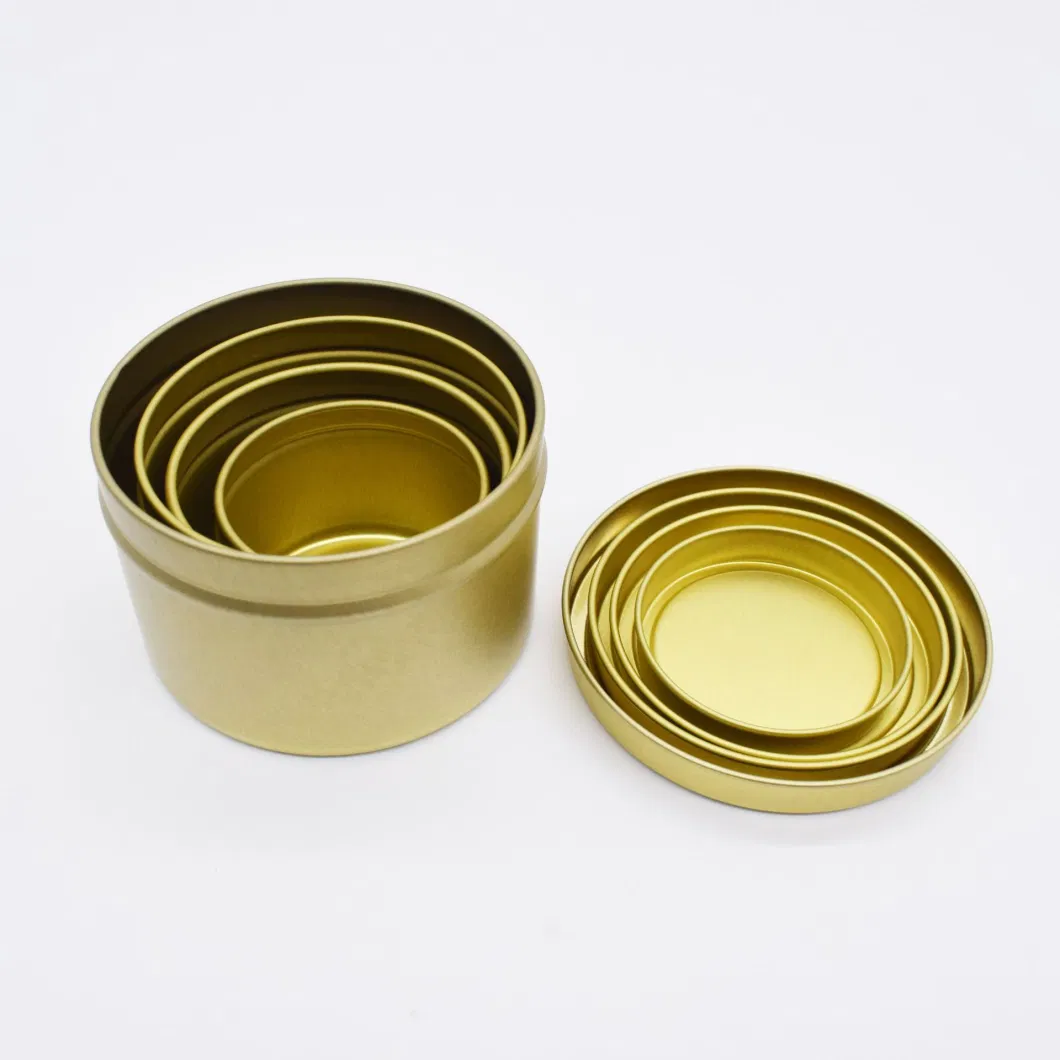 Metal Luxury Recycle Round Scented Candle Tins Container with Lid