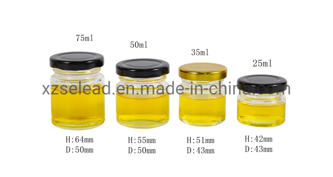 25ml Small Empty Glass Jam Honey Jar with Golden Lid Mini Baby Food Jar with Metal Cap 35ml 50ml Honey Container Jar
