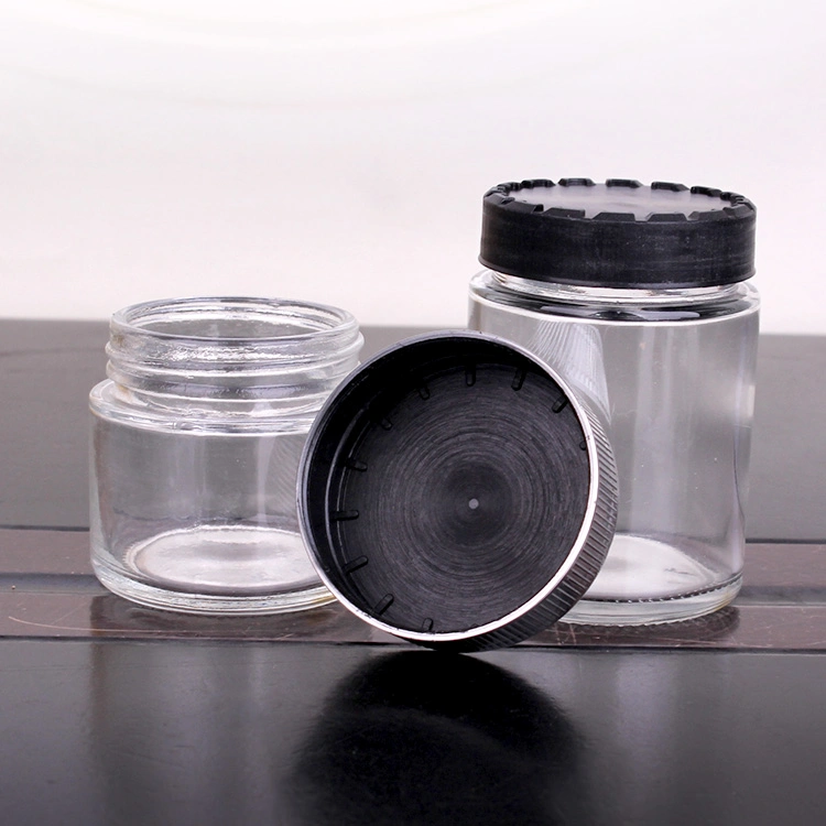 Hot Sale 0.5oz 1oz 2oz 3oz 4oz Clear Round Childproof Glass Spice Storage Jar with Child Resistant Lid