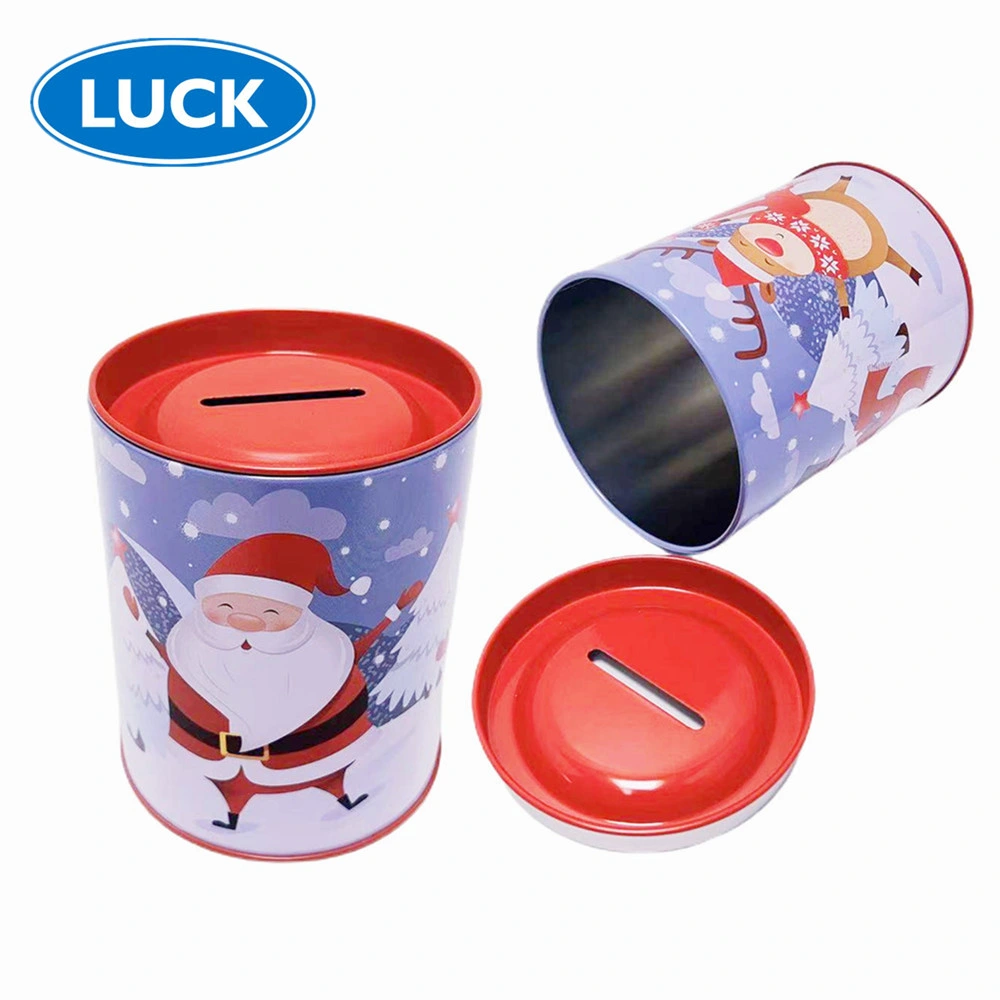 OEM ODM Wholesale Small Can Tinplate Piggy Bank Cylindrical Shape Metal Coin Storage Container Openable Tin Money Box