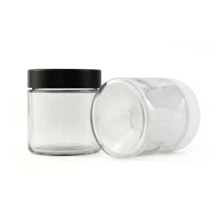 Flower Packaging 3oz 4oz 6oz 8oz 10oz 14oz 16oz 18oz Clear Round Glass Jar Wide Mouth Straight Side Child Proof Jars with Cr Lid