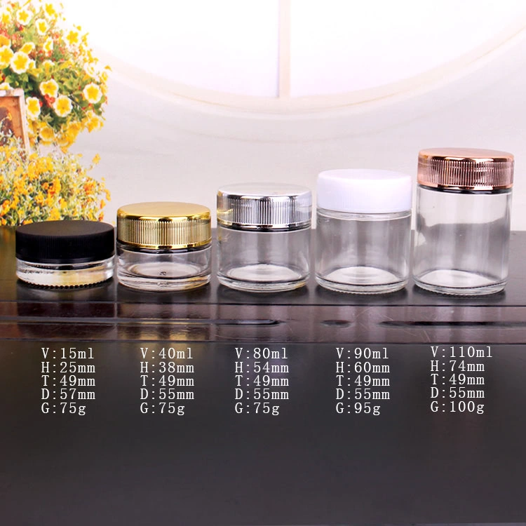 Hot Sale 0.5oz 1oz 2oz 3oz 4oz Clear Round Childproof Glass Spice Storage Jar with Child Resistant Lid