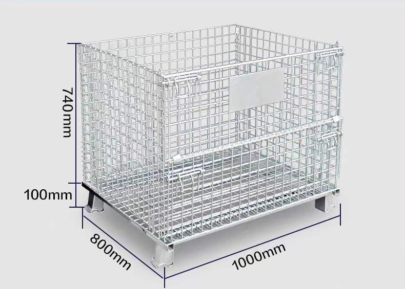 Box Nestable High Quality Warehouse Roll Mesh Small Steel Cage Wire Cage Industrial Metal Cage Storage Container