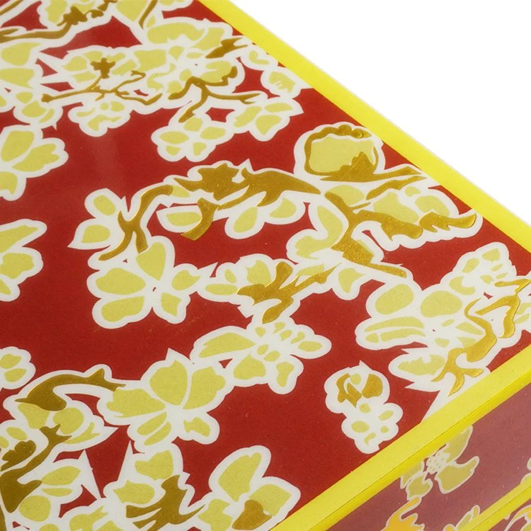 Sawtru Customized Golden Flower Red Painting Wooden Box with Metal Lock