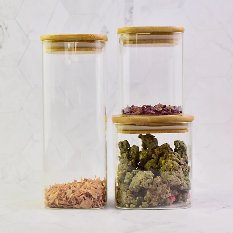 Low Profile 250ml 500ml Elegant Rectangular Food Storage Weed Glass Storage Jars