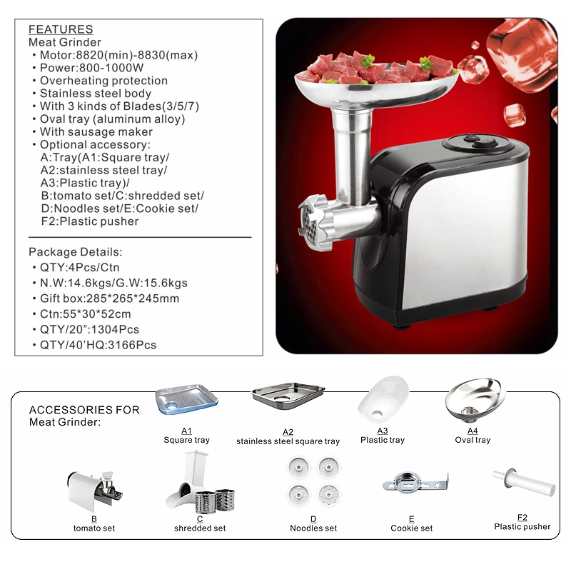 Food Processor with Tray Multi-Blade and Body Meat Blender Machine Meat Grinder