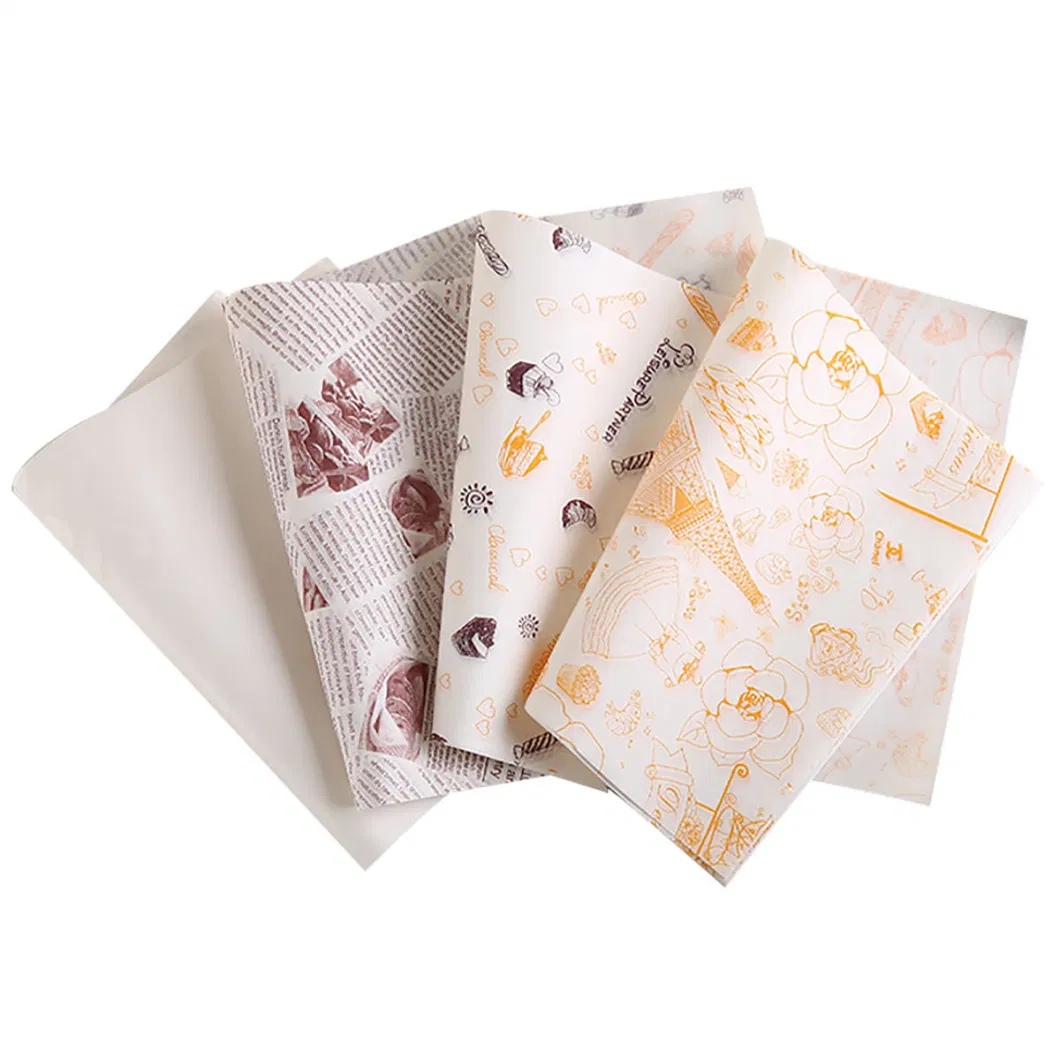 Printed Logo Food Sandwich Wrapper Burger Packaging Wax Paper Custom Shawarma Wrapping Paper