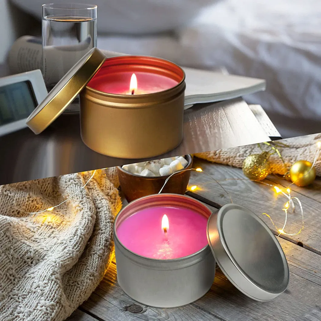 Metal Luxury Recycle Round Scented Candle Tins Container with Lid