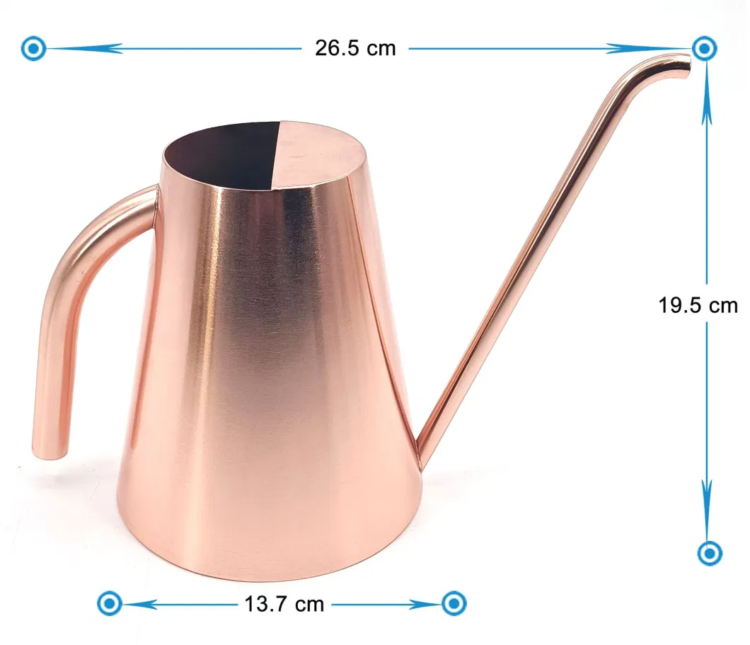 Decorative Rose Gold Plated Watering Can 1.3L with Long Spout for House Plant Garden Flower Metal Stainless Steel Watering Can