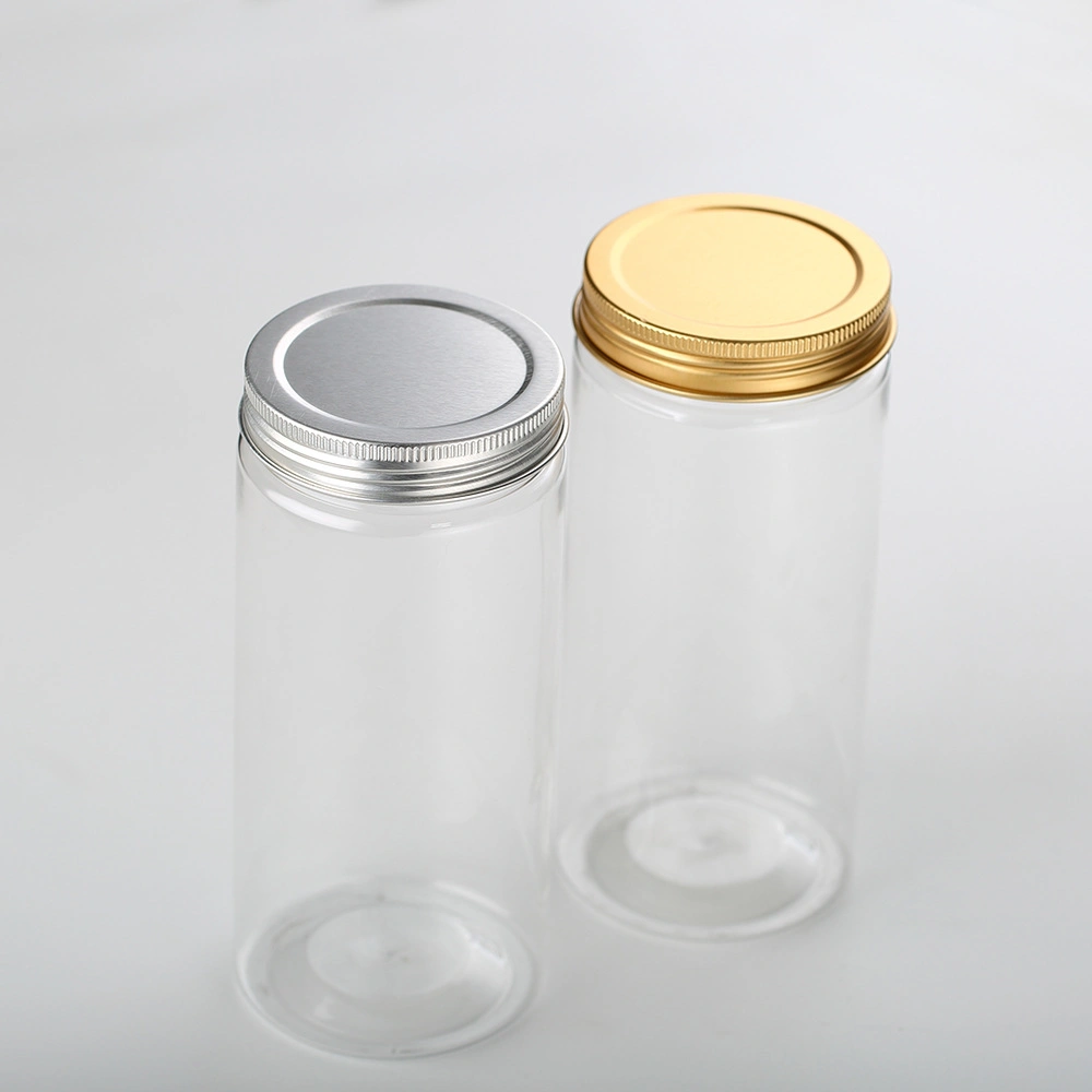 Premiumdm Food Grade Clear Plastic Metal Top Can with Clear or Black Top