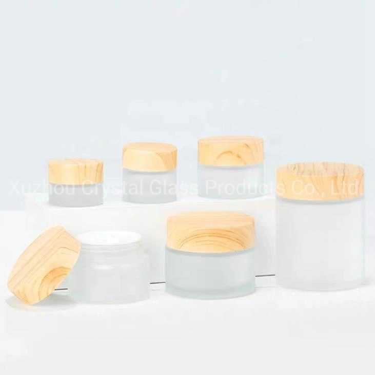 Bamboo Cap Custom Printed Cosmetic Glass Cream Jar 100g 120g for High Quality