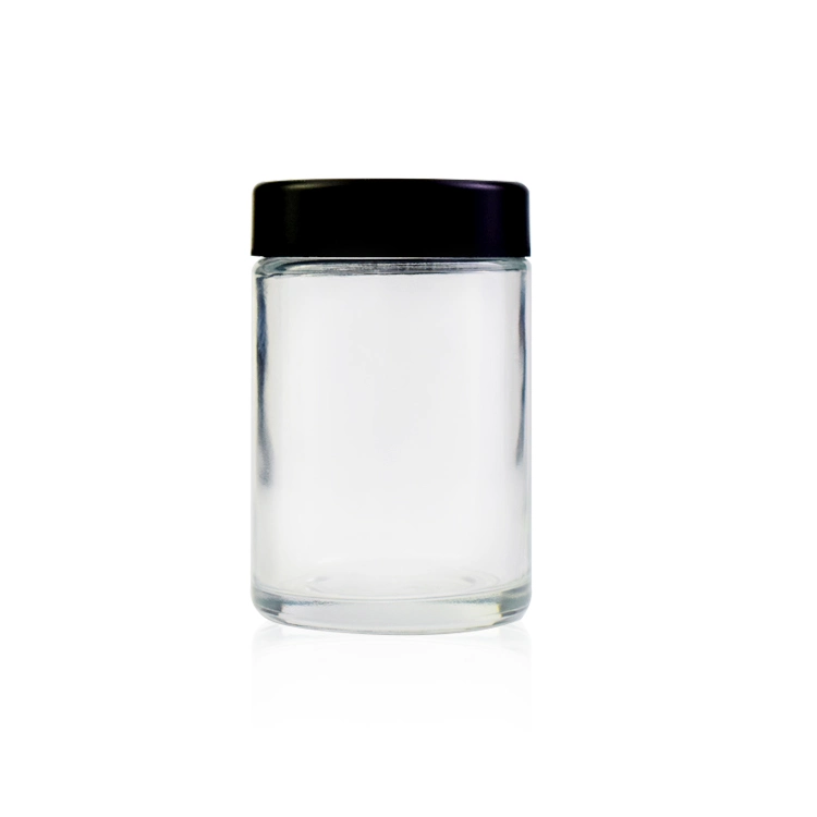 18oz Glass Jar Bottle Child Resistant Lid Cap Transparent Clear Black Matte 500ml Air Tight Logo Screen Printing