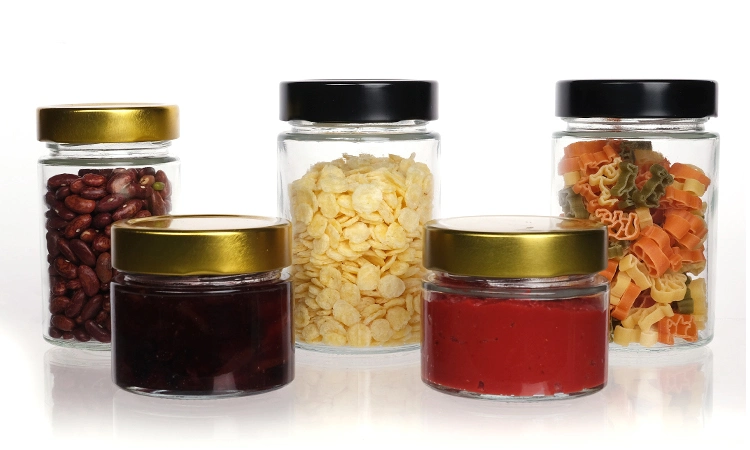 Airtight Round Glass Storage Pickles Jars with Deep Metal Caps Lids