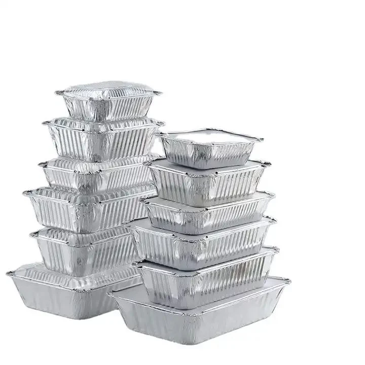 Aluminum Foil Containers Catering Food Packaging Disposable Tin Foil Tray Disposable Tin Foil Tray with Plastic Lid