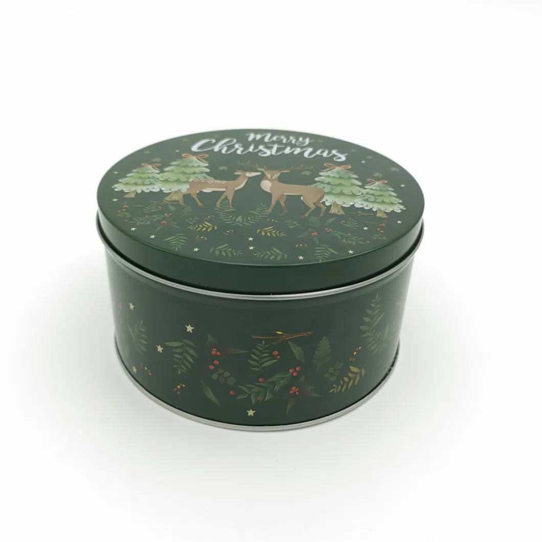 Christmas Gift Box Popular Style Metal Round Tin Can Candy Tin Box