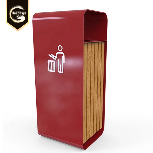 Customized Wooden Large Slim Metal Trash Can with Lid