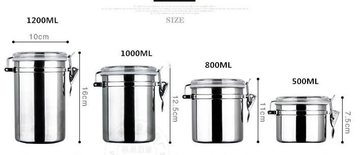 Kitchen Stainless Steel Container Stainless Steel Sealed Tea Food Can