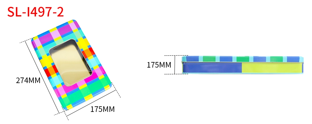Factory Custom Decorative Tinplate Packaging Rectangle Vintage Metal Can Food Grade Tin Box with Window for Cookie