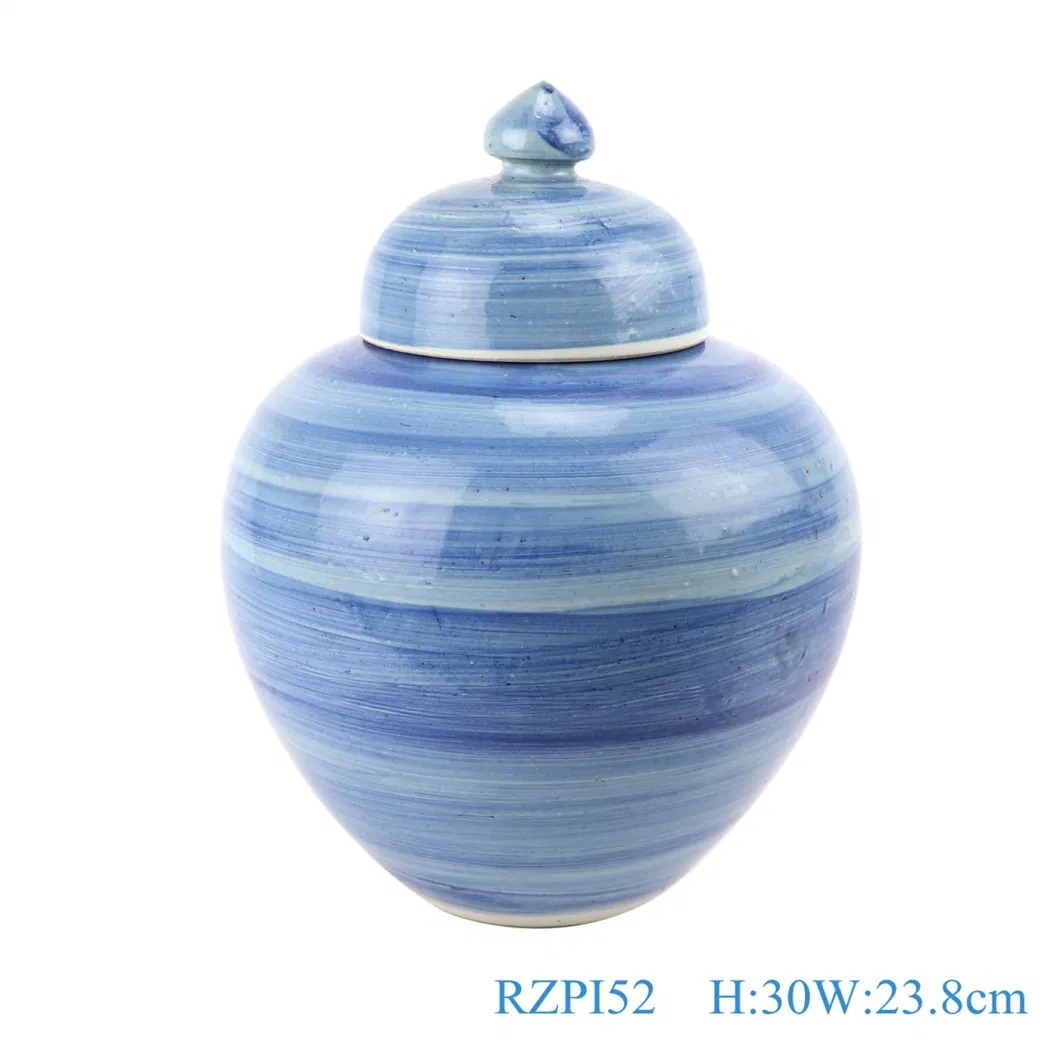 Jingdezhen Handmade Porcelain Blue Striped Design Decorative Vase Storage Jars