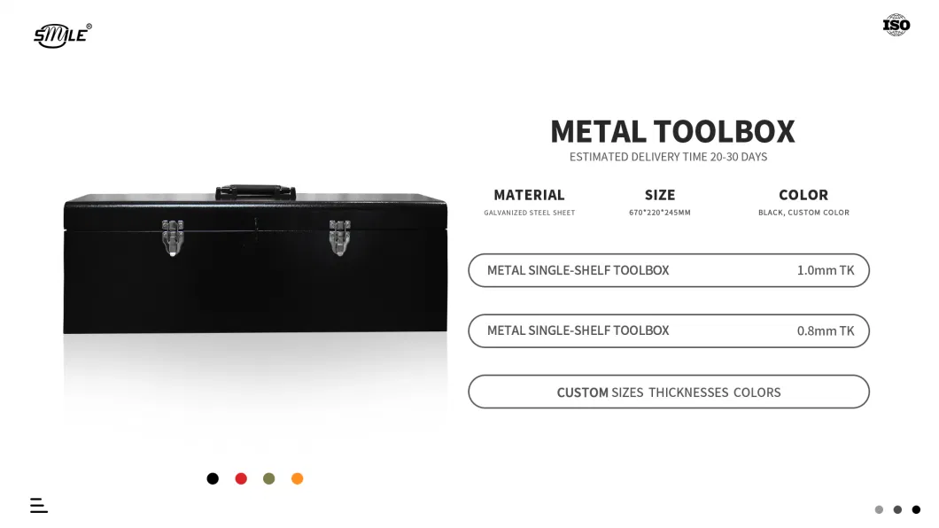 Smile ISO Certified Small Metal Portable Metal Tool Box Multifunctional Steel Toolbox