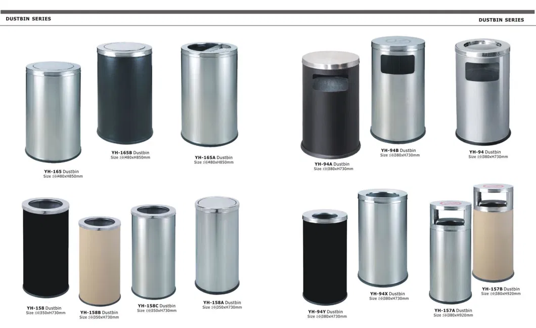Black Printing Round Trash Can with Side Window
