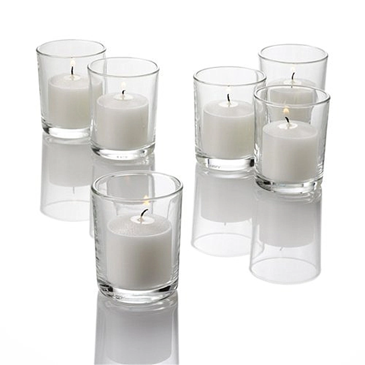 Custom Logo Printed Design Round Votive Holders Clear Glass Candle Jar