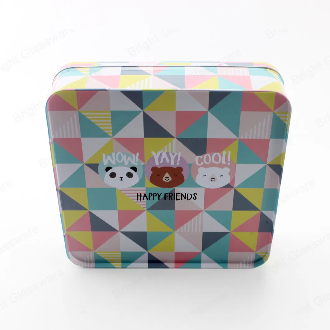 Metal Square Packaging Gift Tin Box with Round Clear Window
