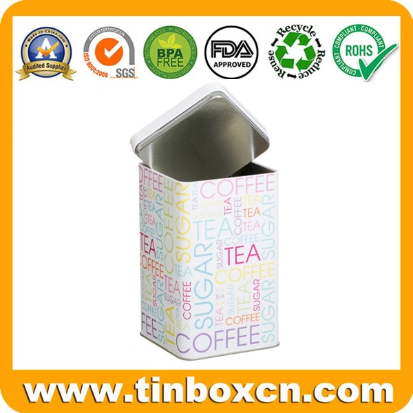 Square Tin Can Metal Caddy Tea Box